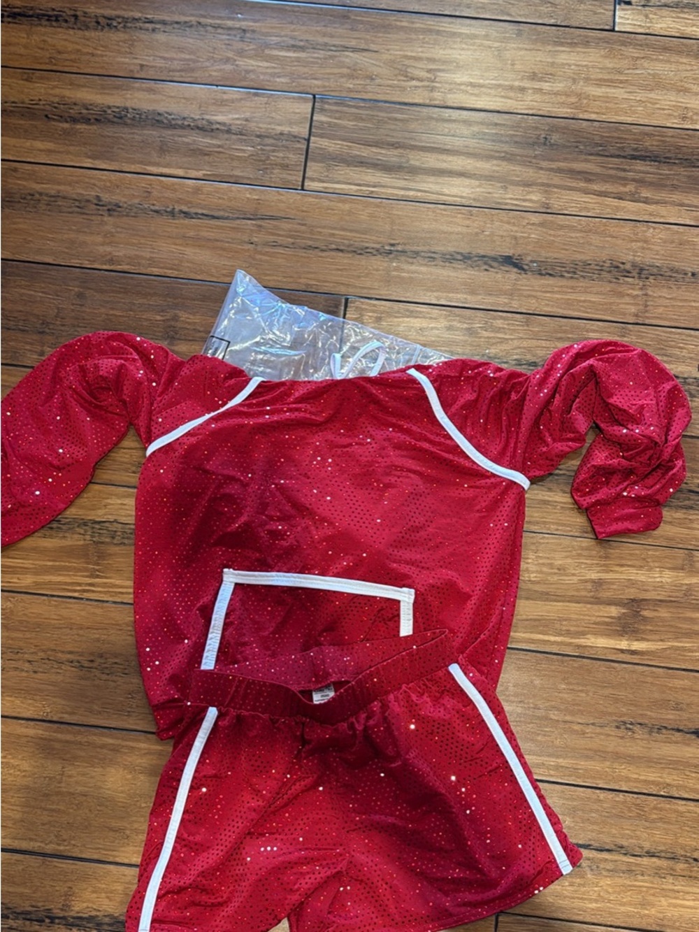 Girls' Red Sequin Two-Piece Dress Set